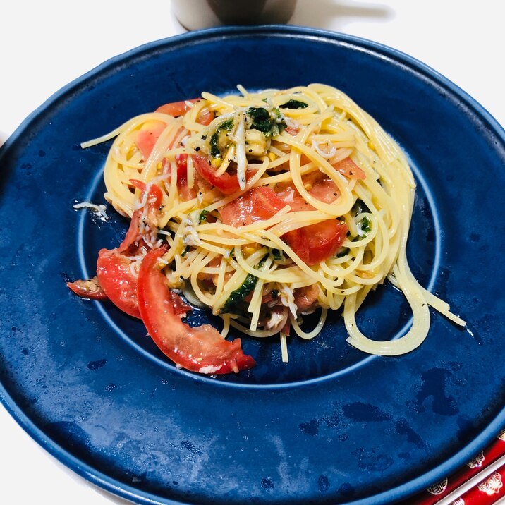 トマトとしらすの青しそ冷製パスタカッペリーニ